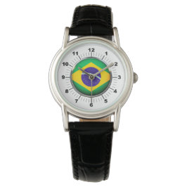 Brasilianische Flagge für Frauen - Klassische Schw Armbanduhr
