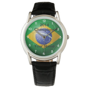 Brasilianische Flagge Fußball-Uhr Armbanduhr