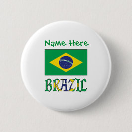 Brasilianische Flagge gekachelt personalisiertes E Button