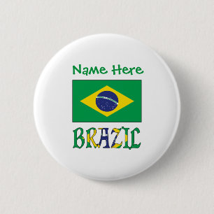 Brasilianische Flagge gekachelt personalisiertes E Button