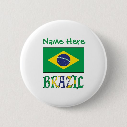 Brasilianische Flagge gekachelt personalisiertes E Button (Vorderseite)