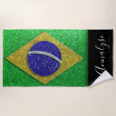 Brasilianische Flagge Glitzer Summer Pool Party Strandtuch (Vorderseite)