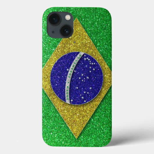 Brasilianische Flagge Glitzer Trendy Stylish Case-Mate iPhone Hülle (Rückseite)