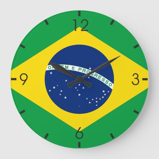 Brasilianische Flagge Große Wanduhr (Vorderseite)