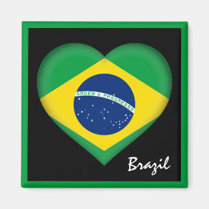 Brasilianische Flagge & Herz, Urlaub in Brasilien  Magnet