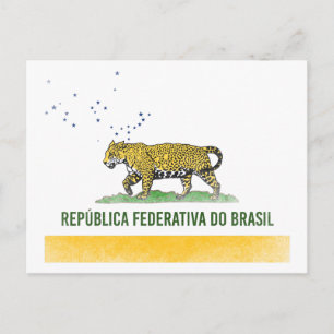 Brasilianische Flagge Jaguar - Brasilien, Kaliforn Postkarte