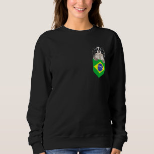 Brasilianische Flagge Japan-Chin-Hund in der Tasch Sweatshirt