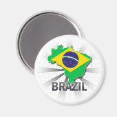 Brasilianische Flagge Karte 2.0 Magnet (Vorderseite/Rückseite)