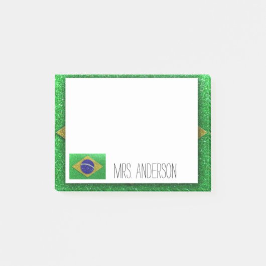 Brasilianische Flagge Lehrerin Glitzer Lehrerin Kl Post-it Klebezettel (Vorderseite)