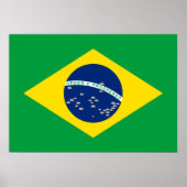 Brasilianische Flagge mit Curling Rocks Poster (Vorne)