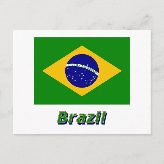 Brasilianische Flagge mit Namen Postkarte (Vorderseite)