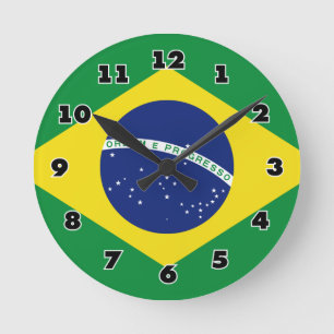 Brasilianische Flagge mit Rund-Mauer-Uhr Runde Wanduhr