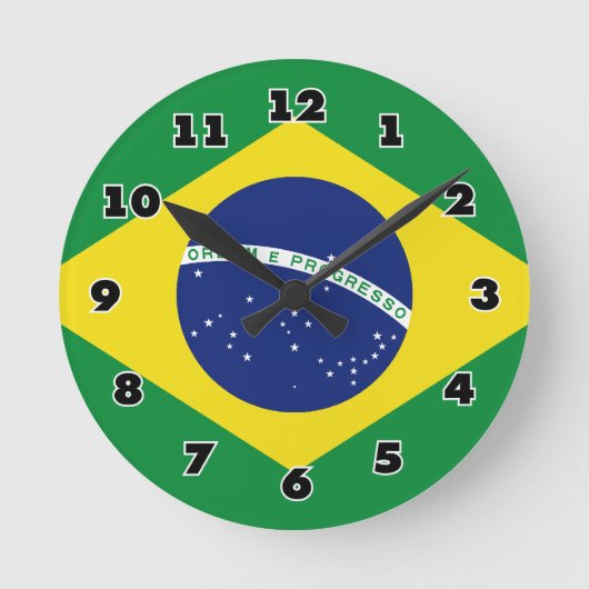 Brasilianische Flagge mit Rund-Mauer-Uhr Runde Wanduhr (Vorderseite)