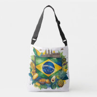 Brasilianische Flagge mit Sehenswürdigkeiten und t