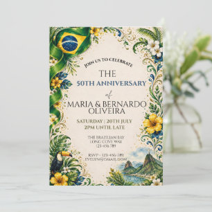 Brasilianische Flagge Rio de Janeiro Vintage Flora Einladung