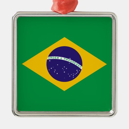 Brasilianische Flagge Silbernes Ornament (Vorne)