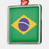 Brasilianische Flagge Silbernes Ornament (Links)