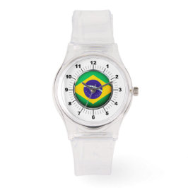 Brasilianische Flagge Sporty Pink Silicon Watch Armbanduhr