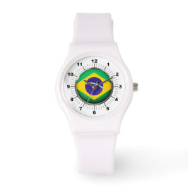 Brasilianische Flagge Sporty White Silicon Watch f Armbanduhr