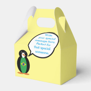 Brasilianische Flagge sprechende Ms Penguin Person Geschenkschachtel