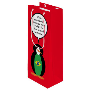 Brasilianische Flagge Sprechende Ms Penguin Person Geschenktüte Für Weinflaschen