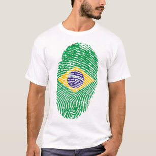 Brasilianische Flagge T - Shirt Fingerabdruck 