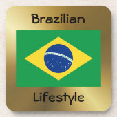 Brasilianische Flagge+Text-Untersetzer Getränkeuntersetzer (Vorderseite)