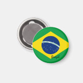 Brasilianische Flagge und Brasilien - Reise-/Sport Magnet (Vorderseite/Rückseite)