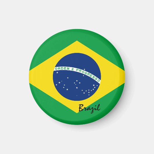 Brasilianische Flagge und Brasilien - Reise-/Sport Magnet (Vorne)