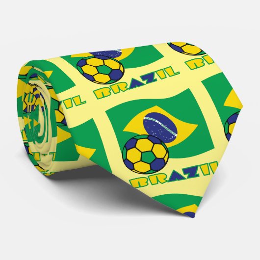 Brasilianische Flagge und Fußballball Krawatte (Gerollt)