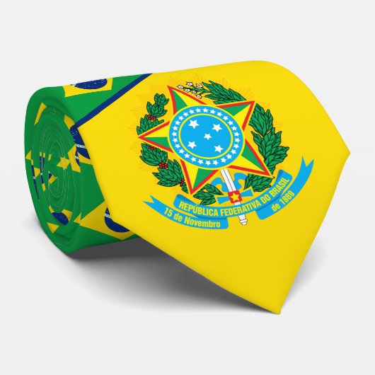 Brasilianische Flagge und Wappen, Brasilien Krawatte (Gerollt)