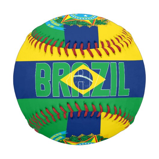 Brasilianische Flagge und Wappen Patriotisch Baseball (Vorderseite)