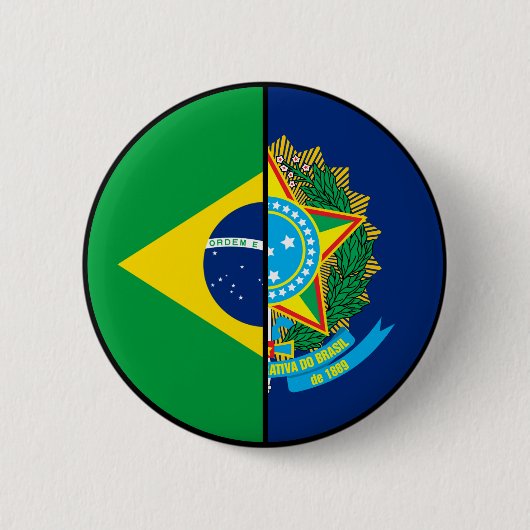 Brasilianische Flagge und Wappen Patriotisch Button (Vorderseite)