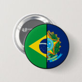 Brasilianische Flagge und Wappen Patriotisch Button (Vorne & Hinten)
