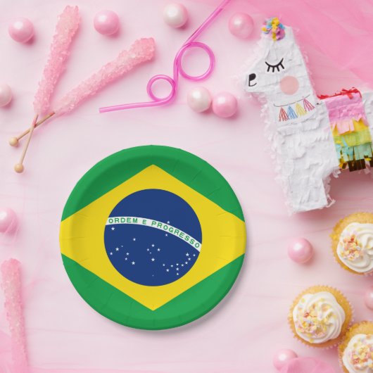 Brasilianische Flaggen-Teller, Party, Sport, Brasi Pappteller (Party)