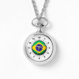 Brasilianische Flaggen-Wraparound-Silver-Beobachtu Armbanduhr