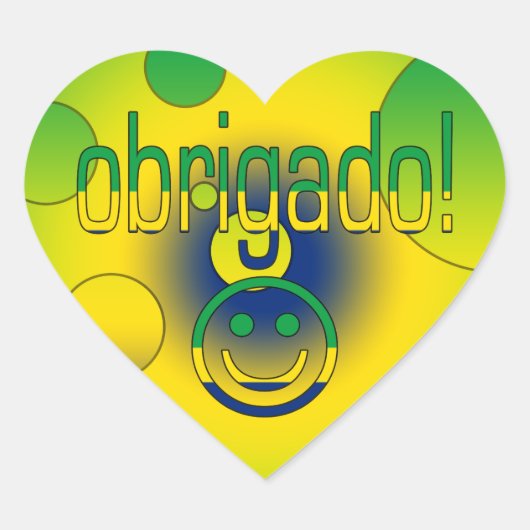Brasilianische Geschenke Danke / Obrigado Gesicht Herz-Aufkleber (Vorderseite)