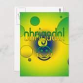 Brasilianische Geschenke Danke / Obrigado Gesicht Postkarte (Vorne/Hinten)
