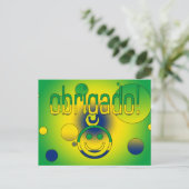 Brasilianische Geschenke Danke / Obrigado Gesicht Postkarte (Stehend Vorderseite)