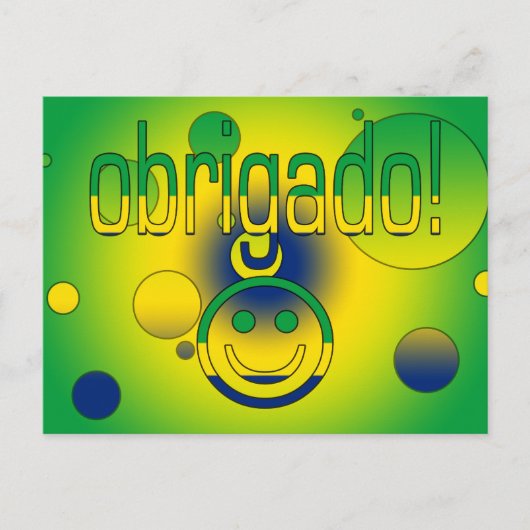 Brasilianische Geschenke Danke / Obrigado Gesicht Postkarte (Vorderseite)