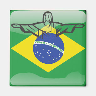 Brasilianische glänzende Flagge Magnet