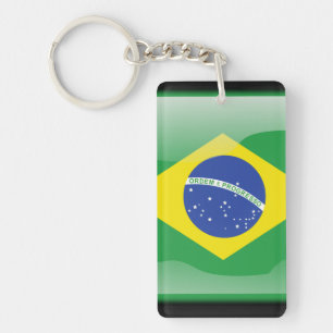 Brasilianische glänzende Flagge Schlüsselanhänger