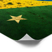 Brasilianische Grunge-Flagge für Brasilianer Fußba Poster (Ecke)