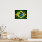Brasilianische Grunge-Flagge für Brasilianer Fußba Poster (Küche)