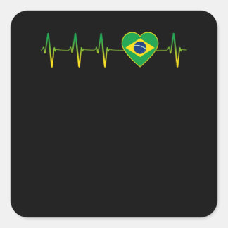 Brasilianische Heartbeat Liebe Heartbeat Quadratischer Aufkleber