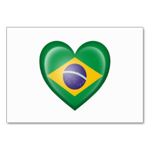Brasilianische Herzenflagge auf Weiß Tischnummer