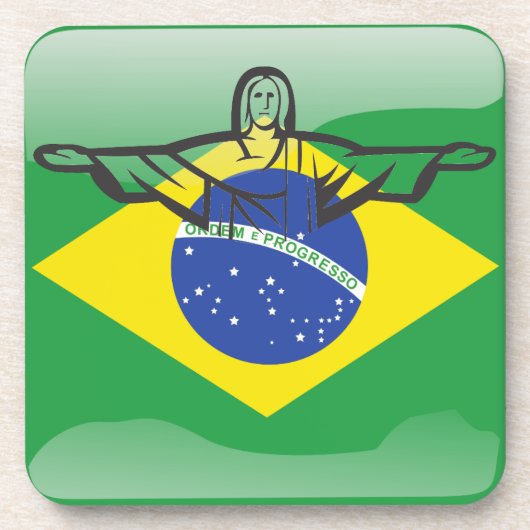 Brasilianische Hochglanzflagge Untersetzer (Vorderseite)