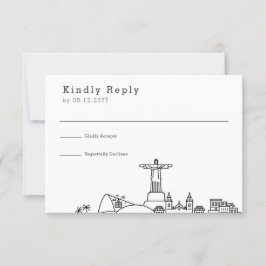 Brasilianische Hochzeit | Stilisierte Skyline-UAWG RSVP Karte
