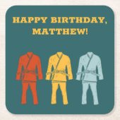 Brasilianische Jiu Jitsu BJJ Themed Birthday Party Rechteckiger Pappuntersetzer (Vorderseite)