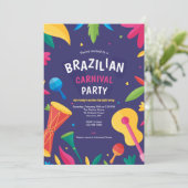 Brasilianische Karneval-Party Einladung (Stehend Vorderseite)